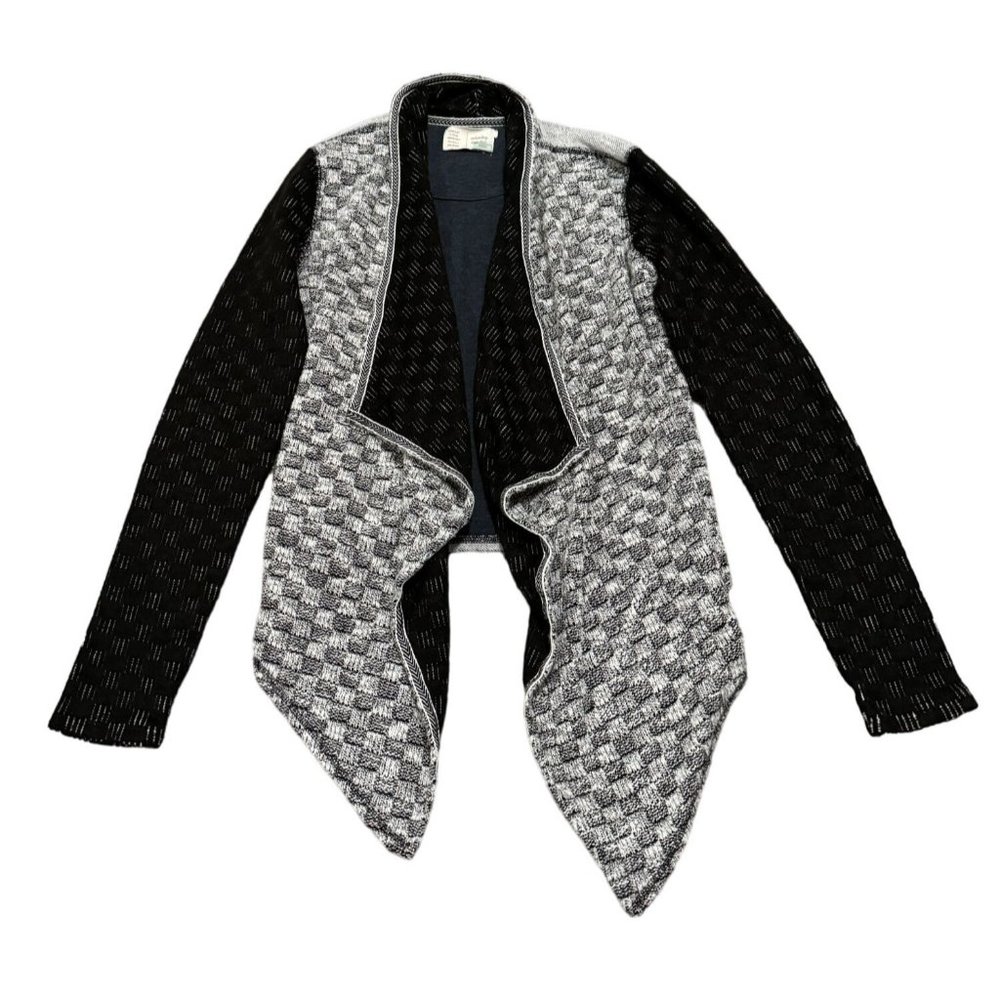 Anthropologie Saturday Sunday‎ Geometric Draped Cardigan Elbow Patch Smalll | e2